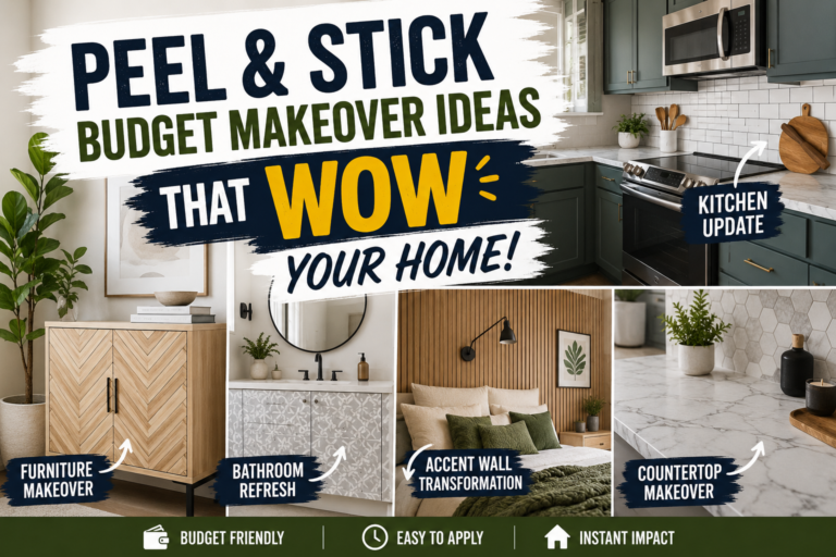 peel and stick tile used in a budget home makeover transforming kitchen backsplash and bathroom floors