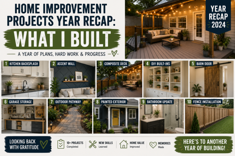A finished basement renovation showcasing the results of a home improvement projects year recap filled with DIY builds and upgrades completed in 2025.
