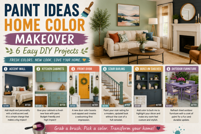 A bright living room showcasing a stunning paint ideas home color makeover with bold accent walls and refreshed trim.