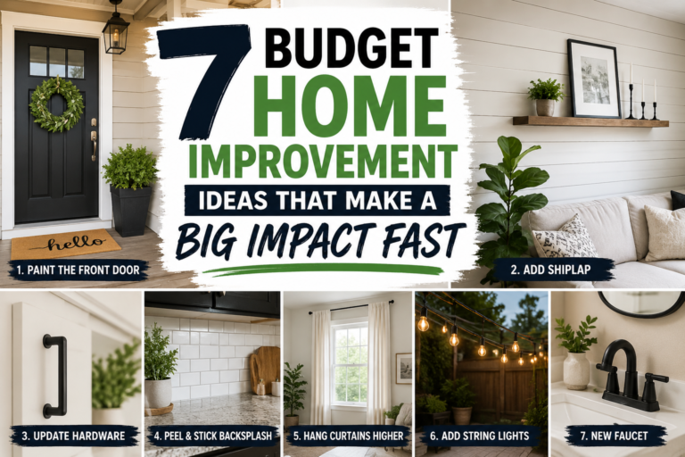 A freshly updated living room showcasing affordable home improvement ideas on a budget, featuring new paint and simple DIY touches.